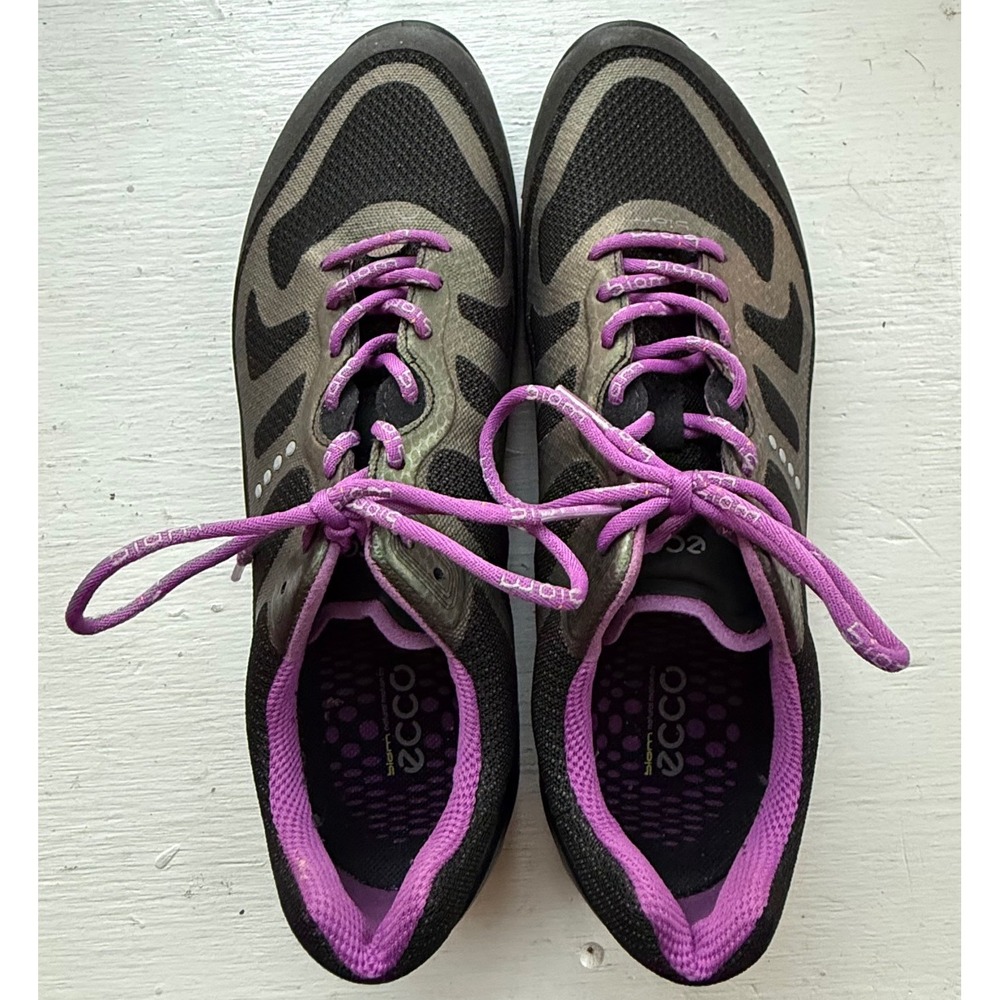 ECCO‎ Biom Fjuel Black Purple Yak Leather Sneakers Size 8